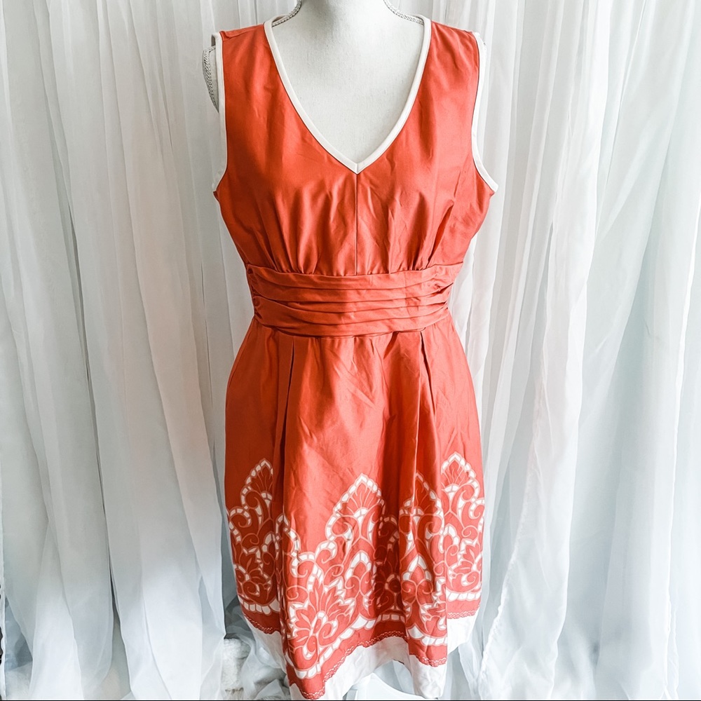 Coldwater Creek Coral and White Dress